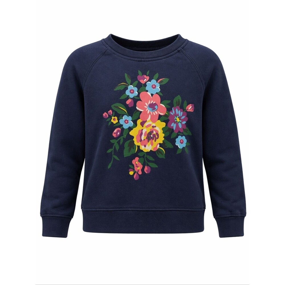 Hanna Andersson Kids Navy Blue Flower Floral Sweatshirt Top Long Sleeve Girl 6 7